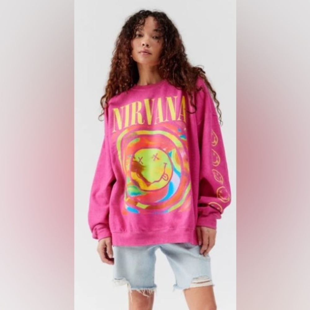 Nirvana Smile Overdyed Crew Neck Sweatshirt